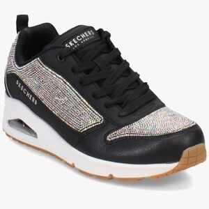 Skechers Street Uno black rhinestone embellished tennis shoes-Size 8